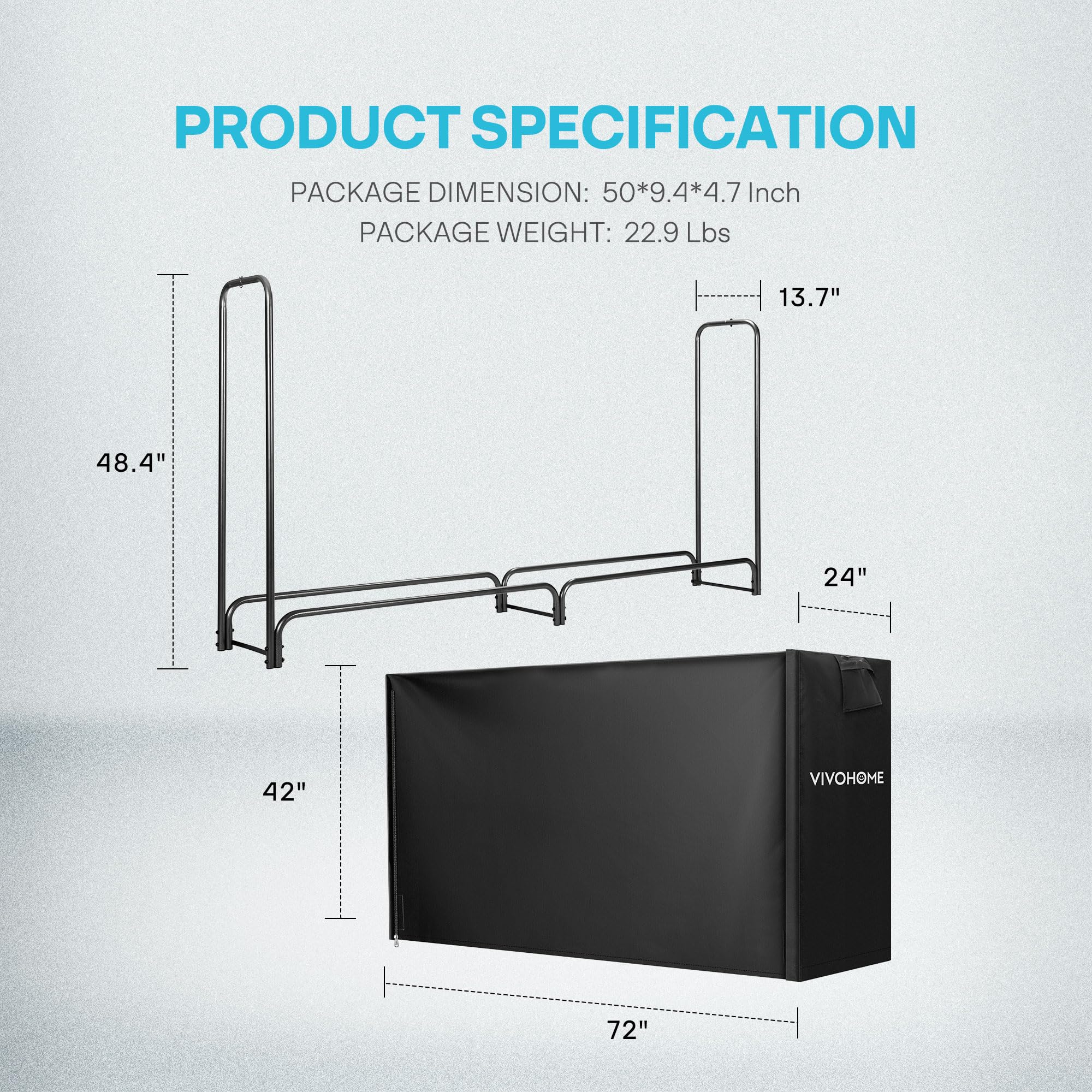 VIVOHOME rack next to person for scale illustrating generous capacity