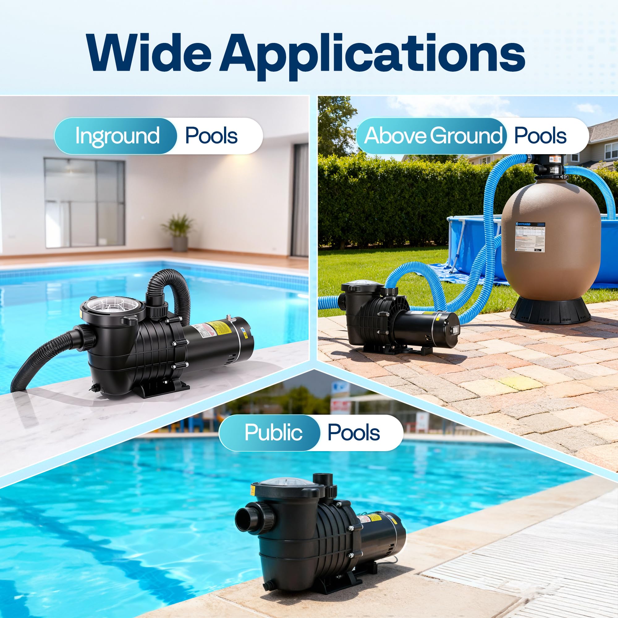 VIVOHOME pump next to common tools illustrating size and scale for planning