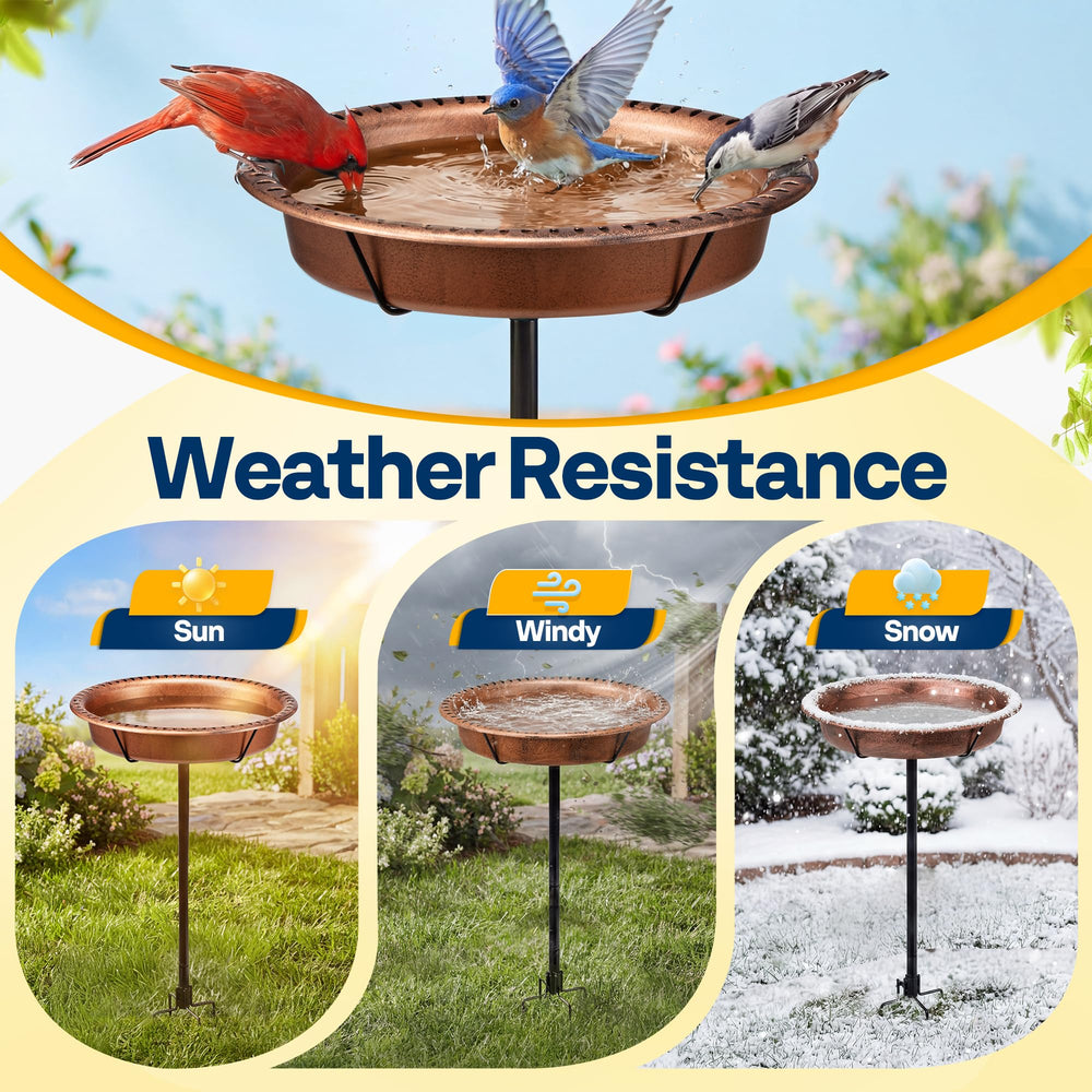 VIVOHOME bird bath next to hand showing scale for placement planning