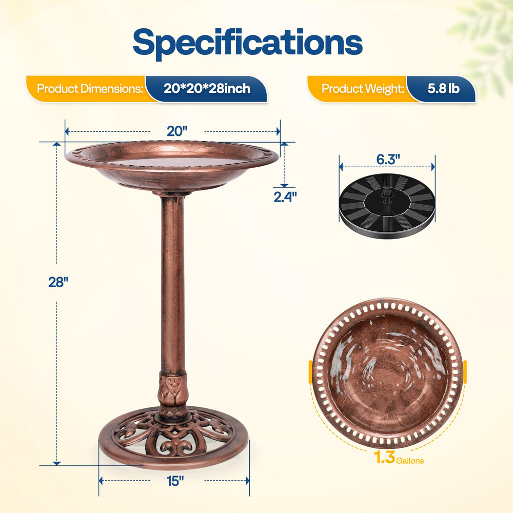 VIVOHOME size comparison with bird showing 20-inch bowl spaciousness for groups