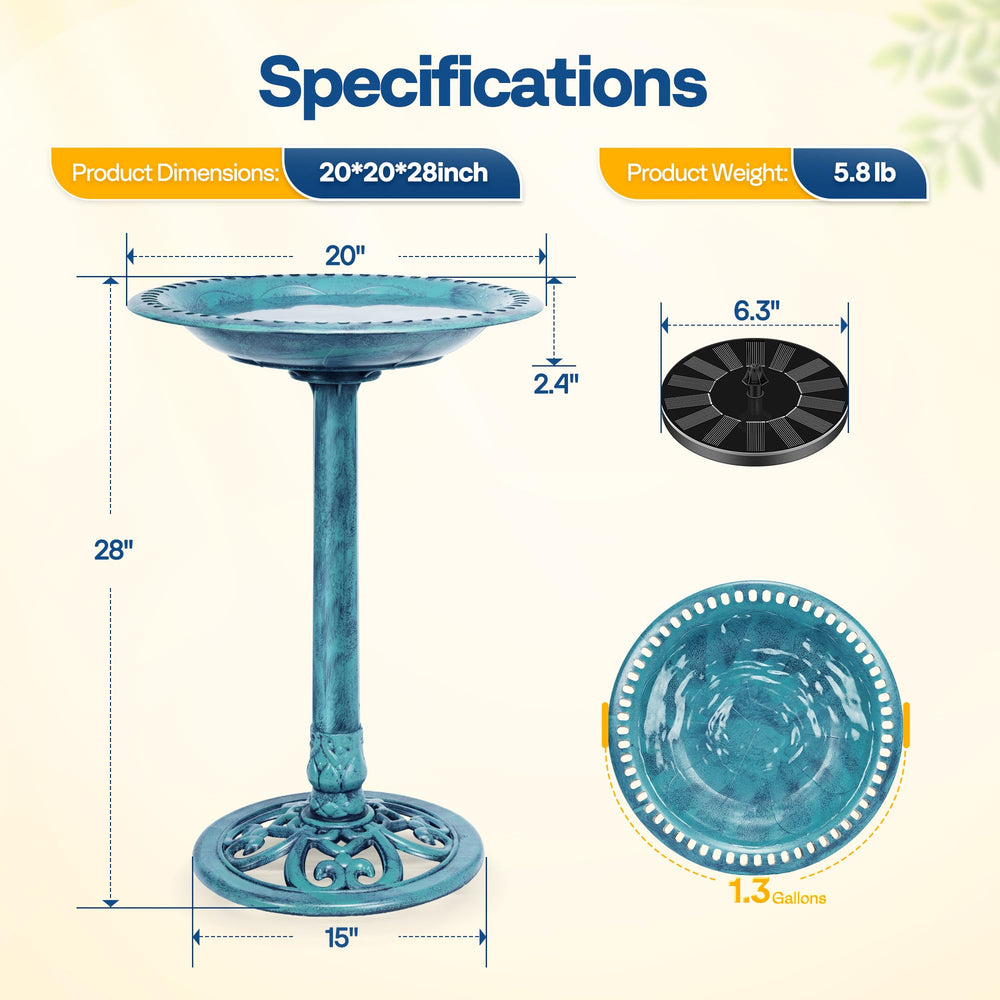 VIVOHOME bird bath next to ruler showing scale benefit: clear size reference