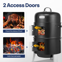 VIVOHOME smoker in use with meat on racks showing smoking performance and flavor