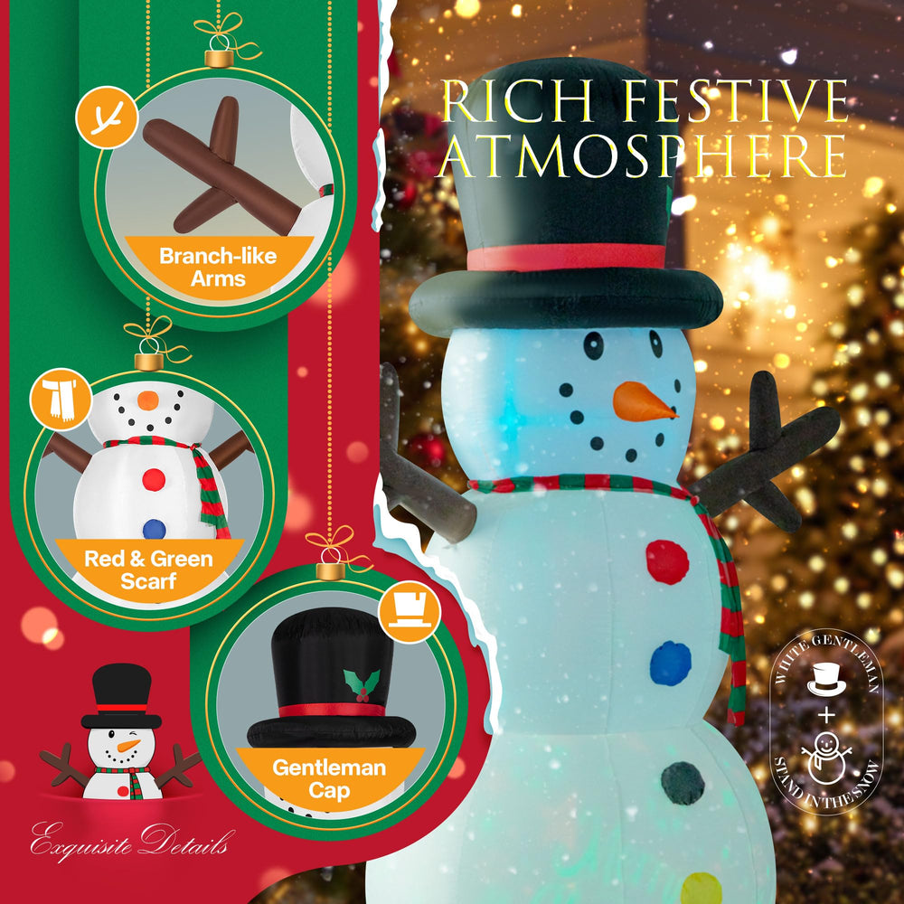 VIVOHOME snowman lit at night showing colorful LEDs and lively projection