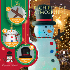 VIVOHOME snowman lit at night showing colorful LEDs and lively projection