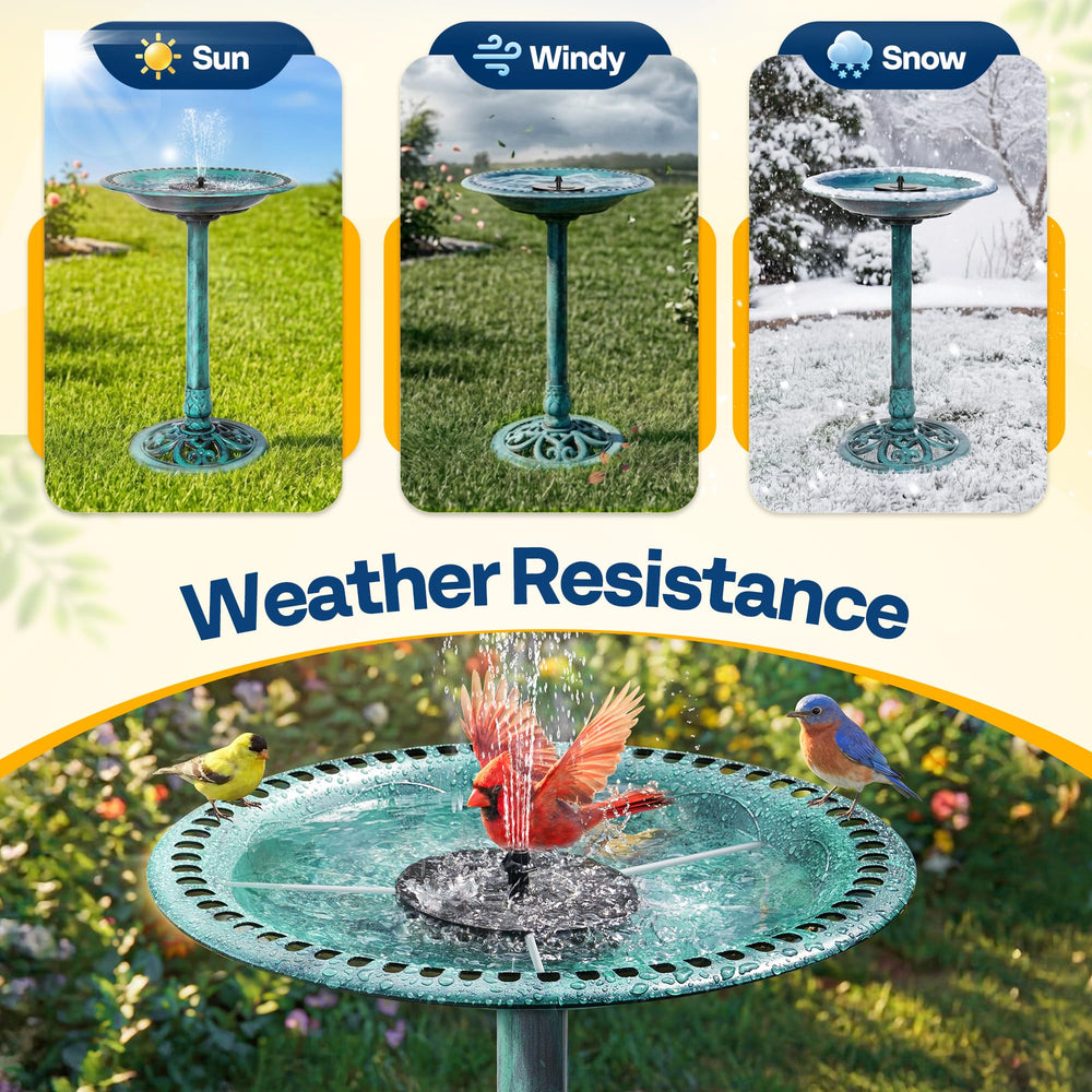 VIVOHOME solar fountain nozzles detail demonstrating adjustable gentle water spray