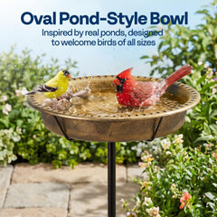 VIVOHOME oval bath with stones creating shallow bathing shelf for small birds