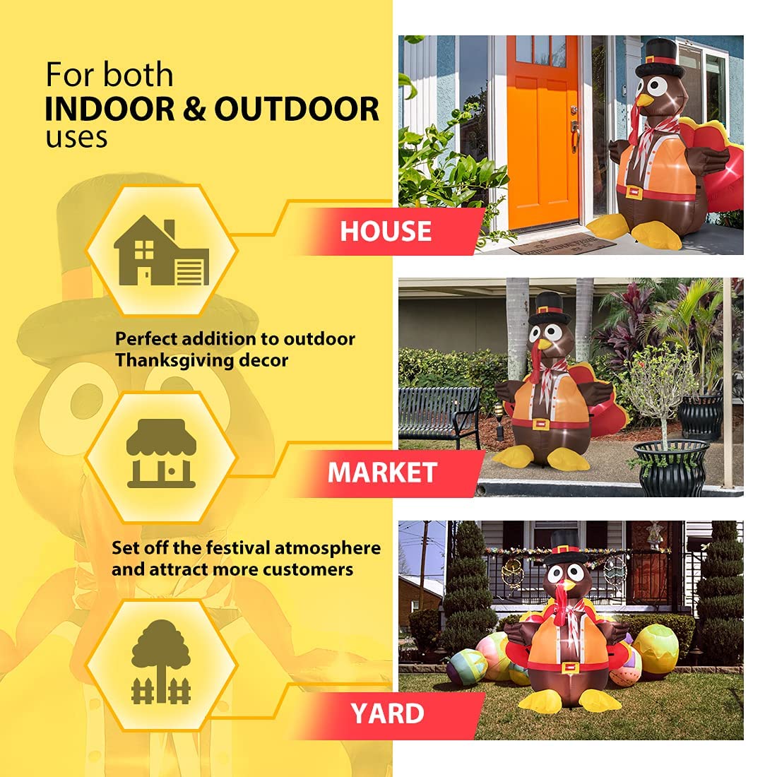 VIVOHOME turkey anchoring details stakes and sandbags secure display