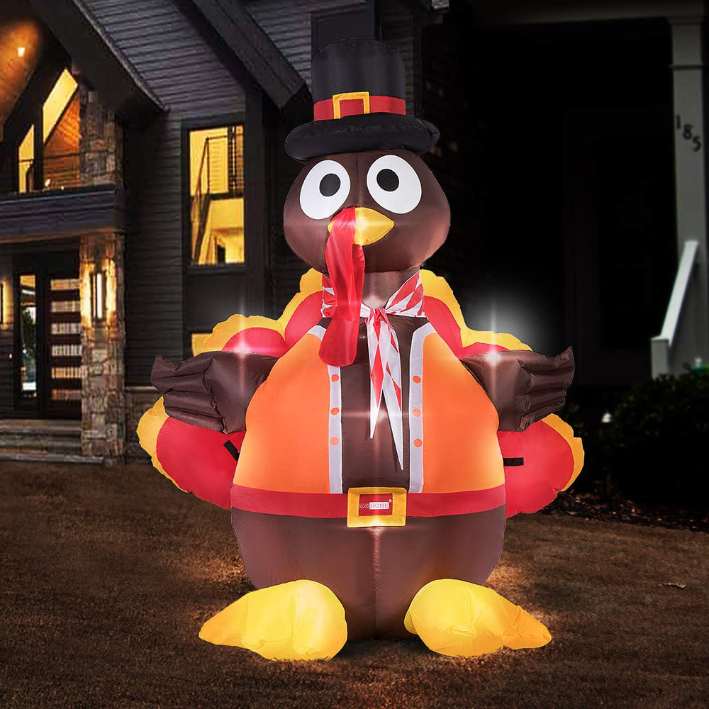 VIVOHOME turkey front view showcasing cheerful hat and LED brightness