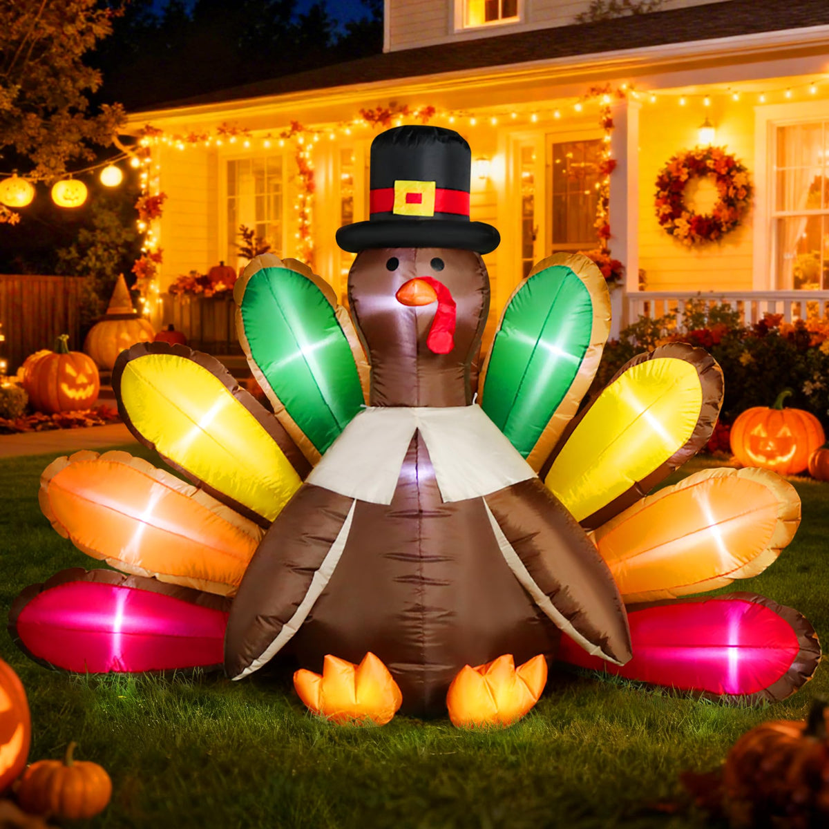 VIVOHOME turkey front view showing full illuminated figure and festive look