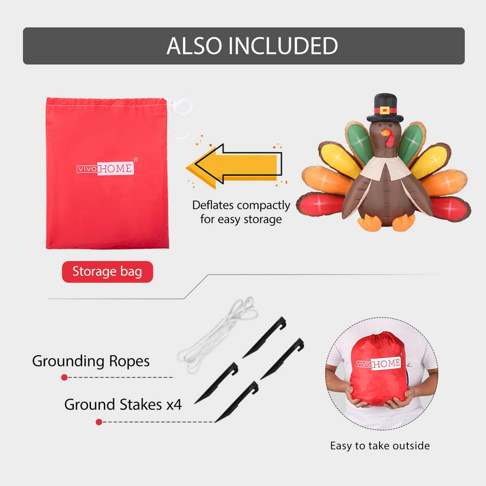 VIVOHOME inflatable turkey on a lawn creating welcoming holiday curb appeal