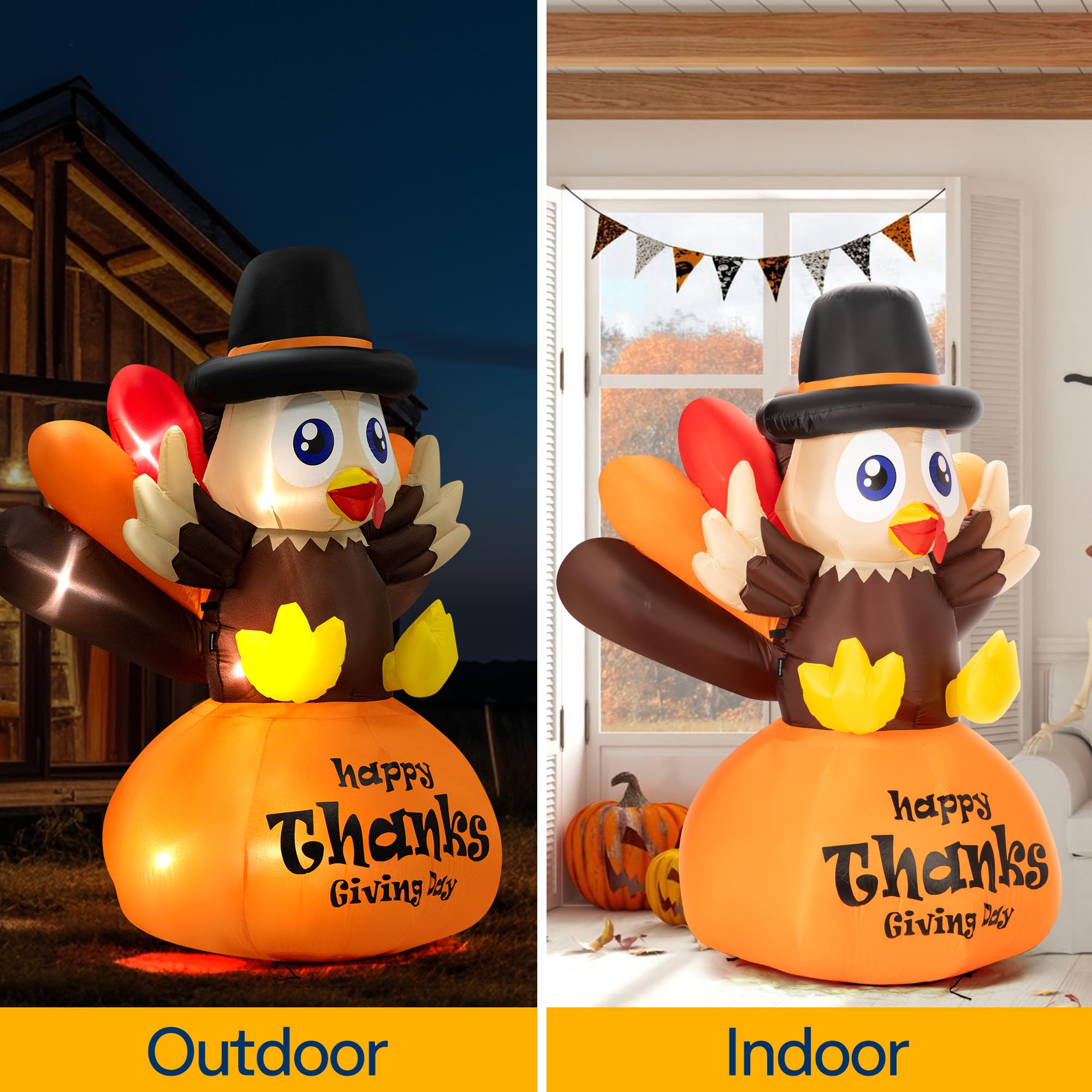 VIVOHOME stake and rope anchored to ground for stable outdoor display