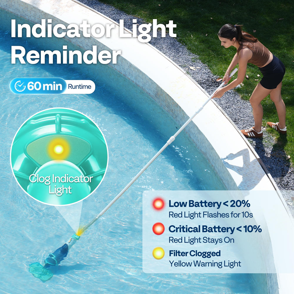 VIVOHOME vacuum being used in a pool removing leaves and sand quickly