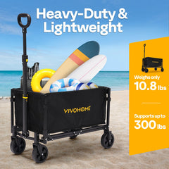 VIVOHOME wagon folded compact in car trunk demonstrating space-saving benefit