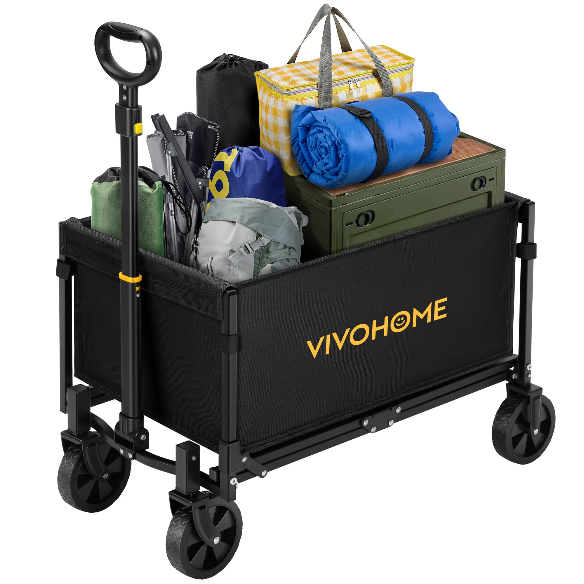 VIVOHOME wagon front view showing roomy basket and sturdy frame for easy hauling
