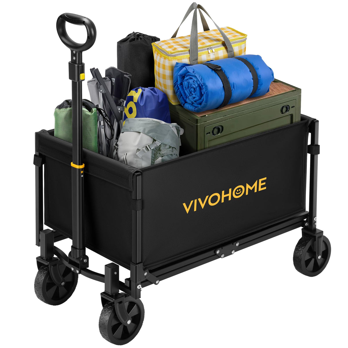 VIVOHOME wagon front view showing roomy basket and sturdy frame for easy hauling