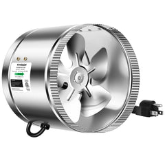 VIVOSUN 8-inch inline fan front view showing compact robust design and airflow benefit