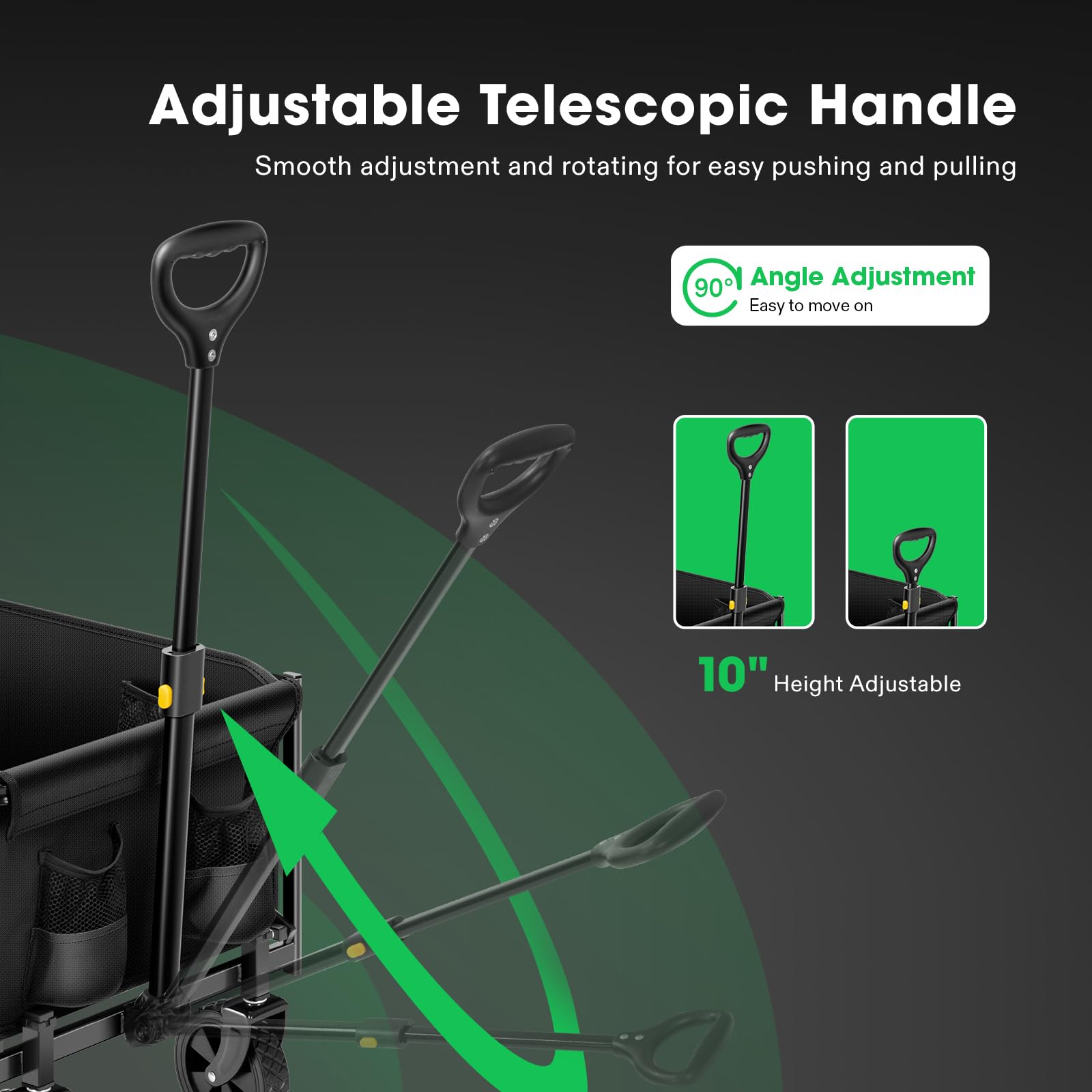 VIVOSUN adjustable handle pictured locked for comfortable pulling