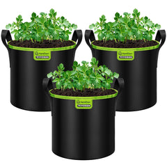 VIVOSUN front view of three-pack AeroBase grow bags showing compact packability and convenience