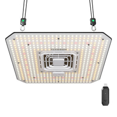 VIVOSUN AeroLight A150SE front view showing compact full-spectrum light and benefits