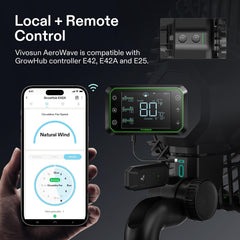 VIVOSUN AeroWave E9 close-up of control area illustrating speed settings and durable build