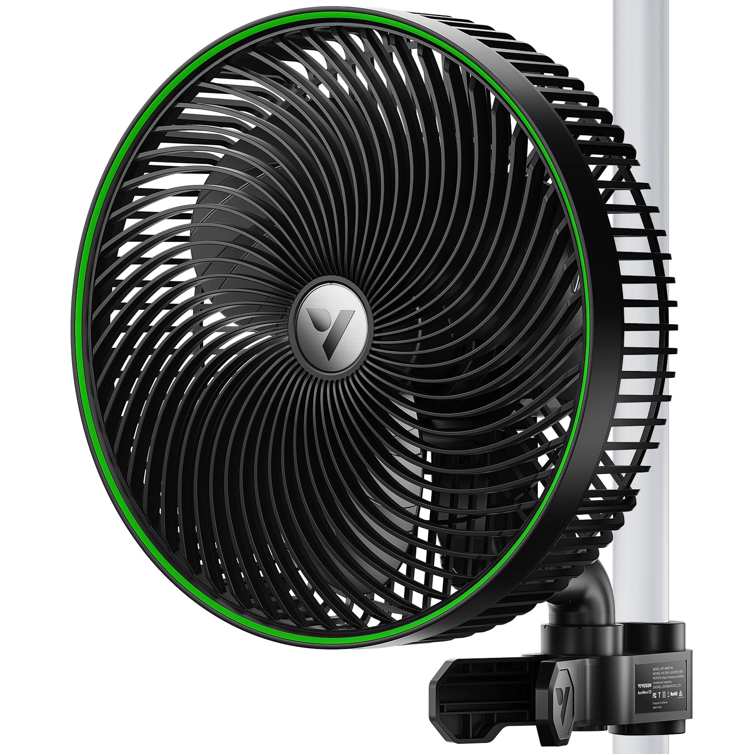 VIVOSUN AeroWave E9 front view showing compact fan head and grille for reliable airflow