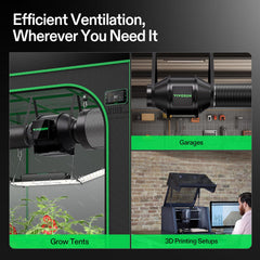 VIVOSUN AeroZesh G4 inline fan side view showing compact quiet performance