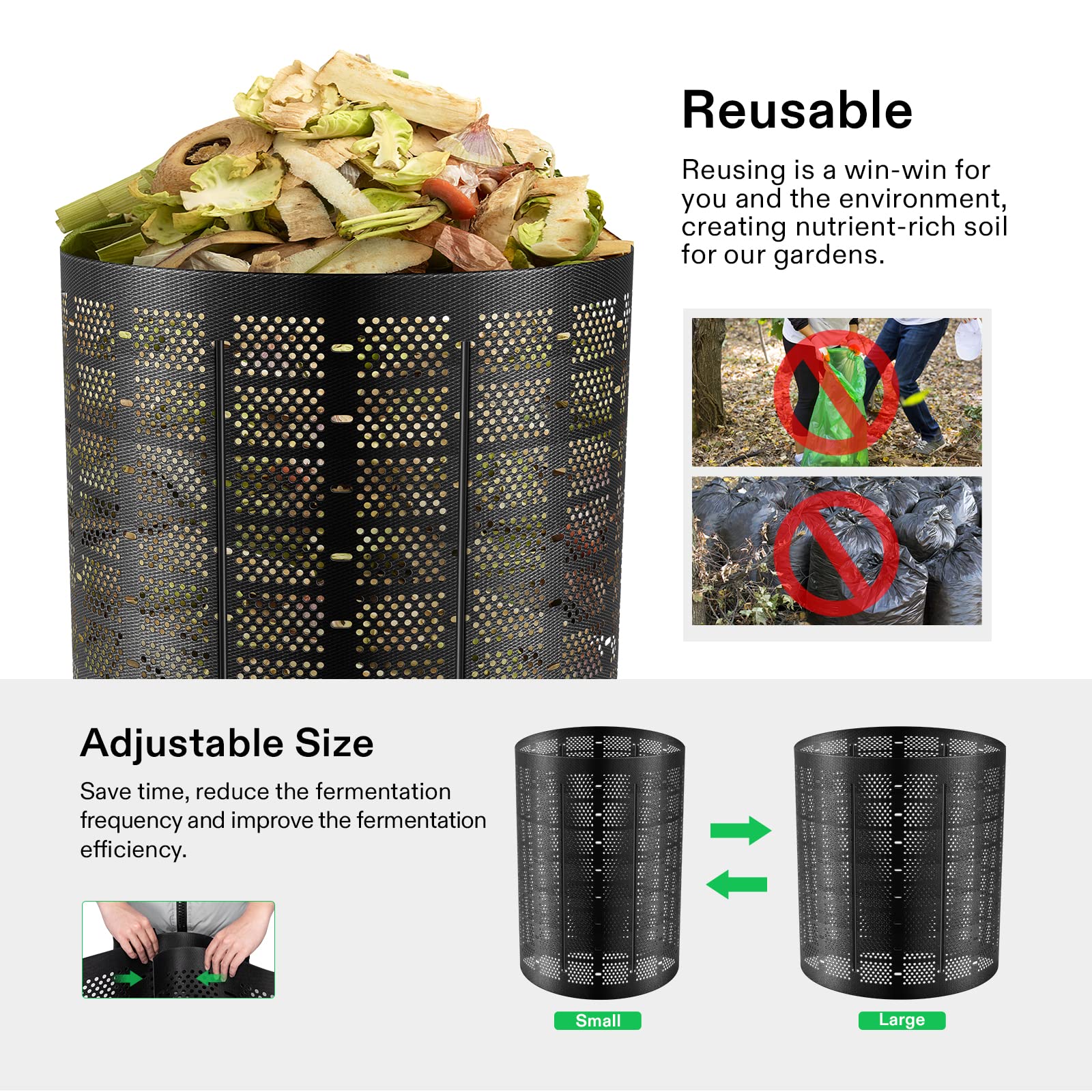 VIVOSUN assembled in garden demonstrating large capacity and tidy composting benefit