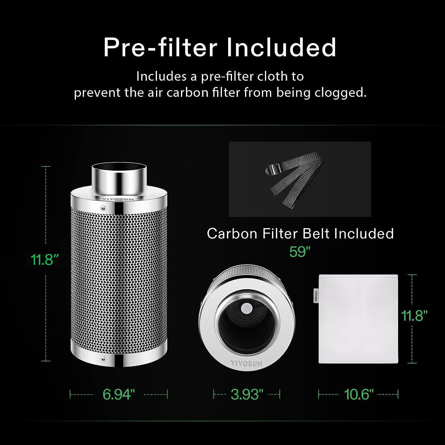 VIVOSUN reversible flange and base detail enabling even charcoal use