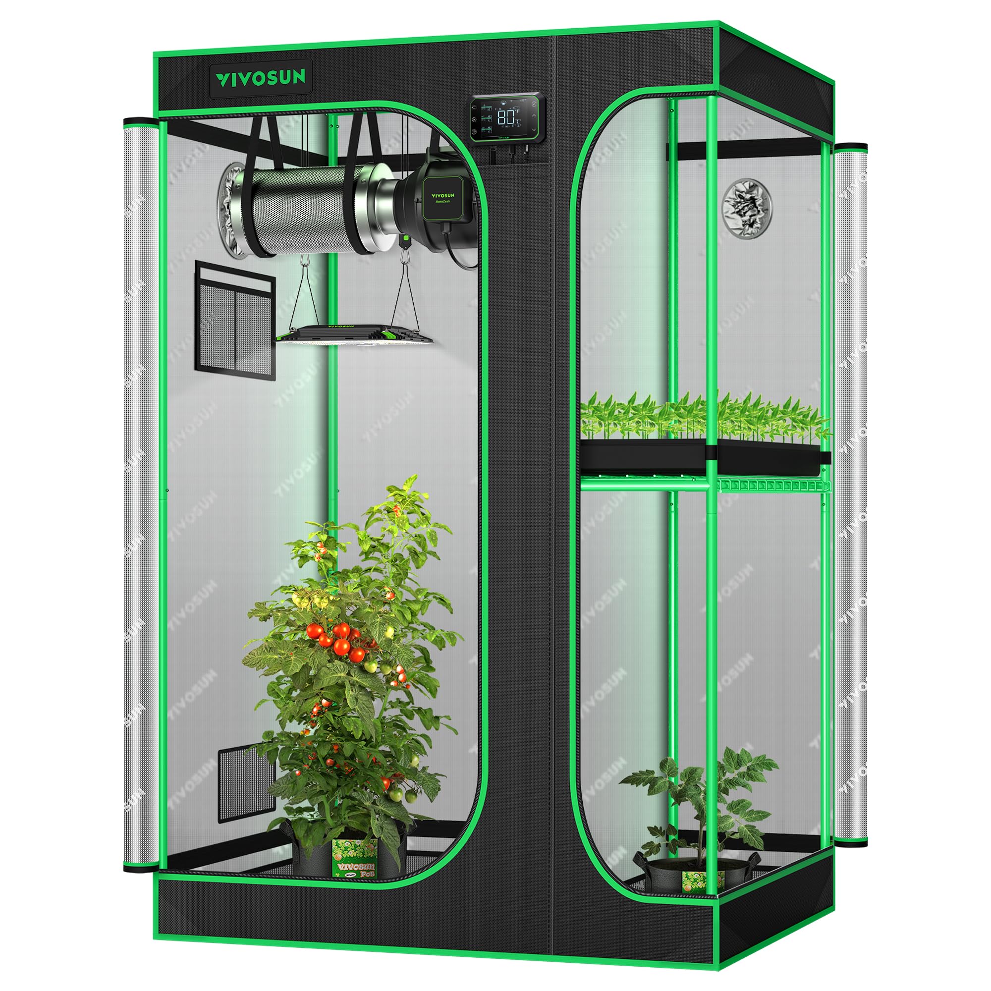 VIVOSUN front view of D325 tent showing compact durable frame and lightproof walls for efficient growing