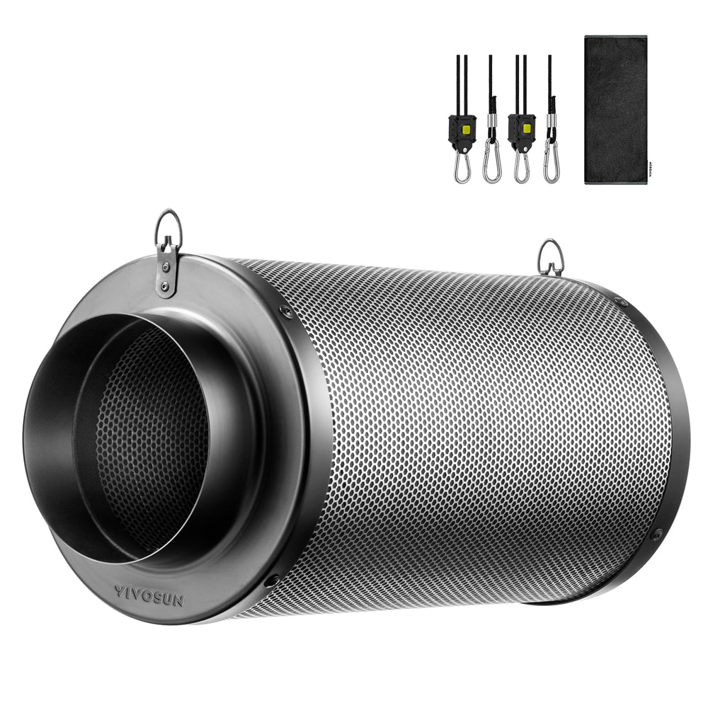 VIVOSUN front view of filter showing inlet and sturdy housing for reliable odor control
