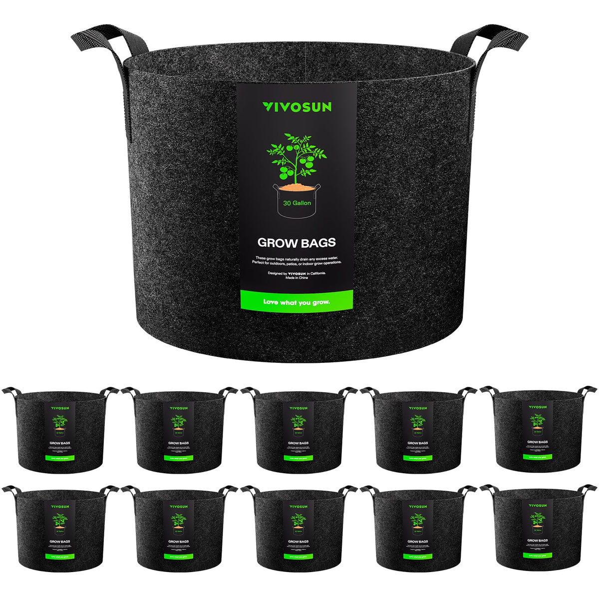 VIVOSUN pack de 10 bolsas de cultivo 30 galones, práctico almacenamiento