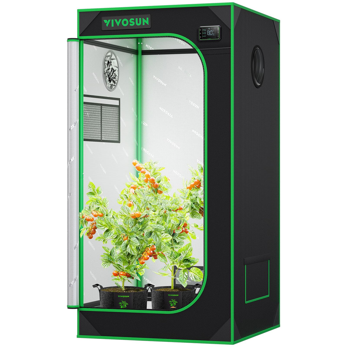 VIVOSUN front closed tent showing compact footprint and lightproof seal