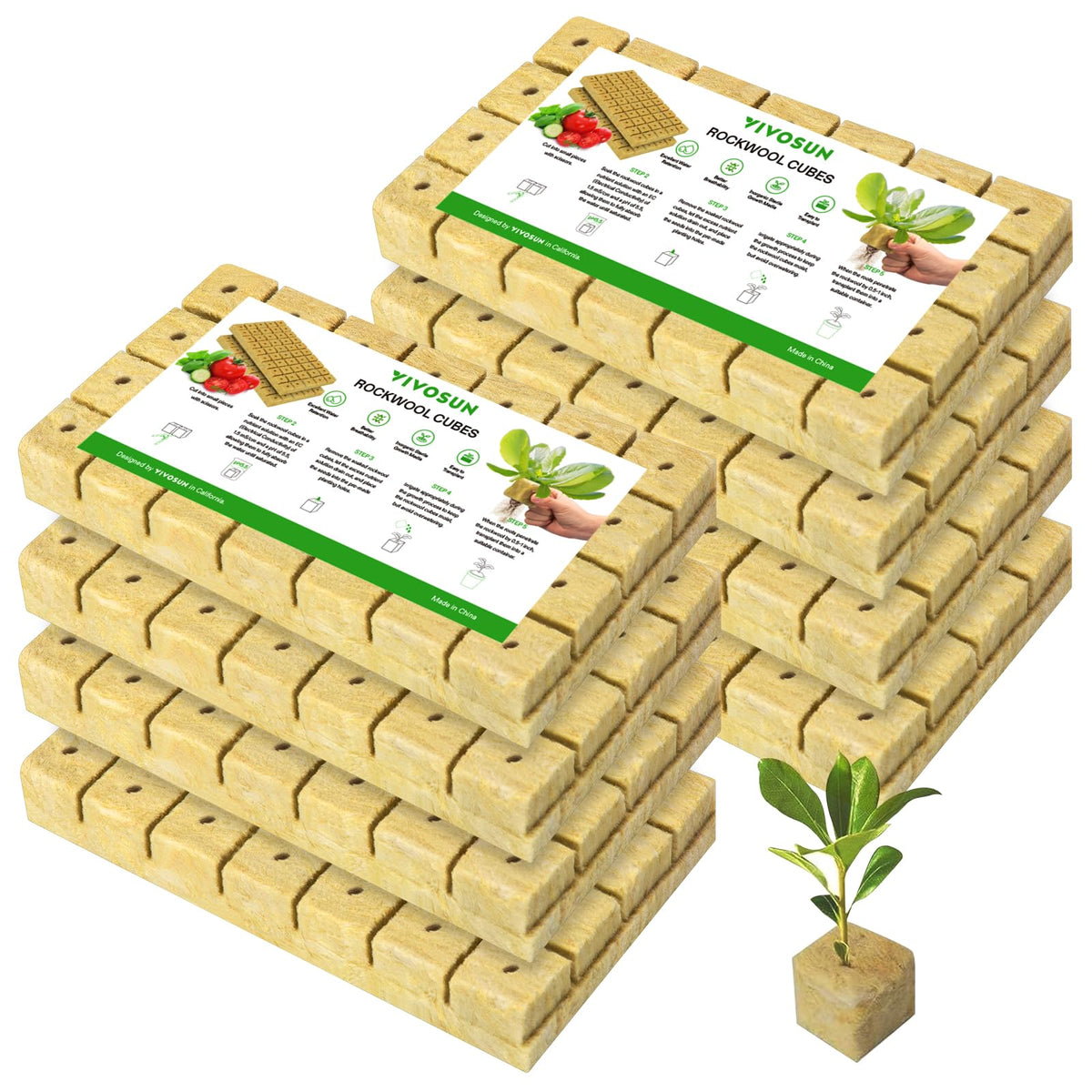 VIVOSUN front pack showing 1.6 inch cubes for easy propagation