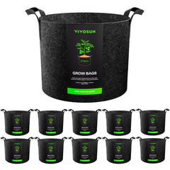 VIVOSUN front view of 10-pack fabric grow bags showing packaging and quantity benefit