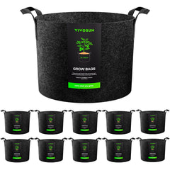VIVOSUN front view of 10-pack fabric grow bags showing compact packaging and convenience