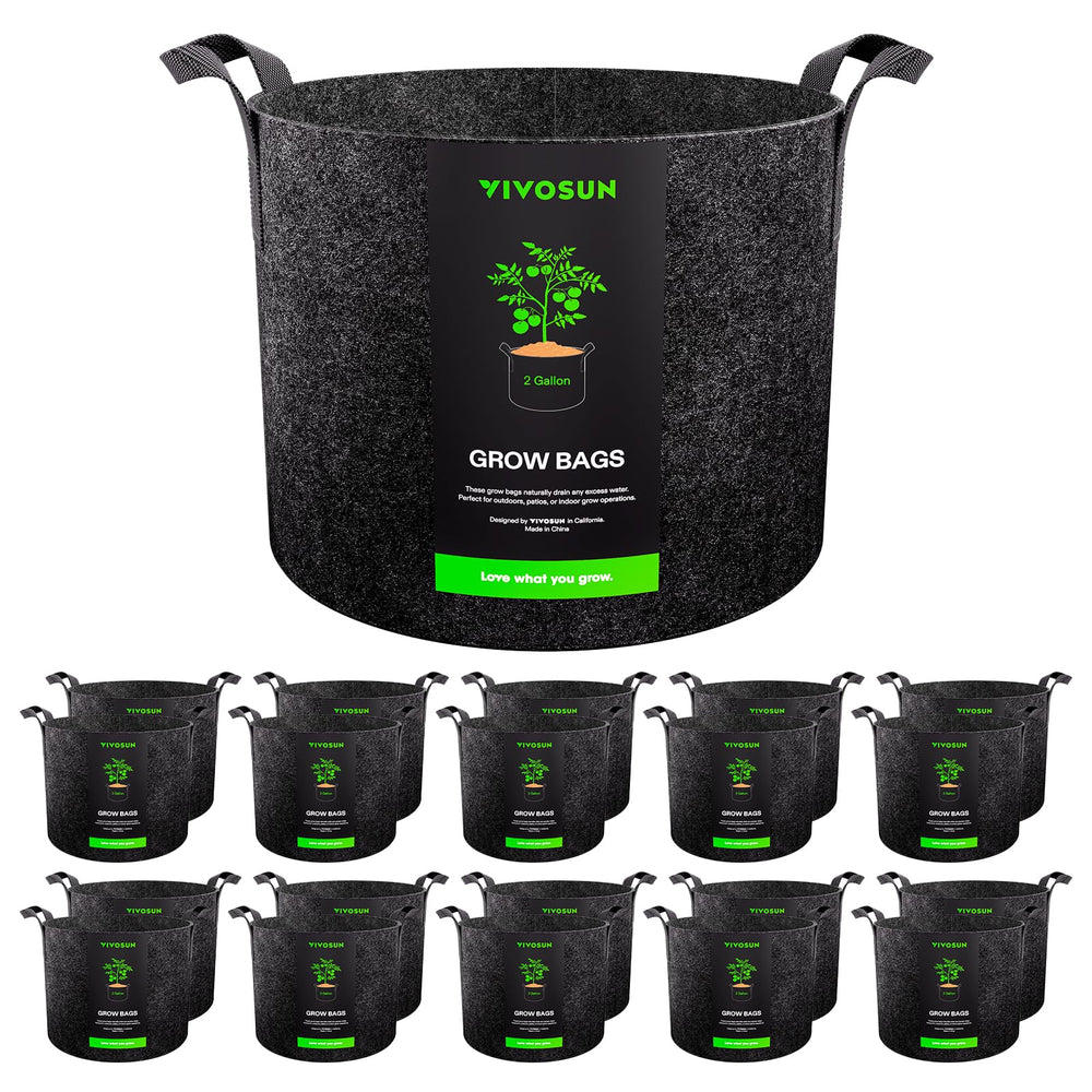 VIVOSUN front view of 20-pack 2-gallon grow bags showing durable set benefits