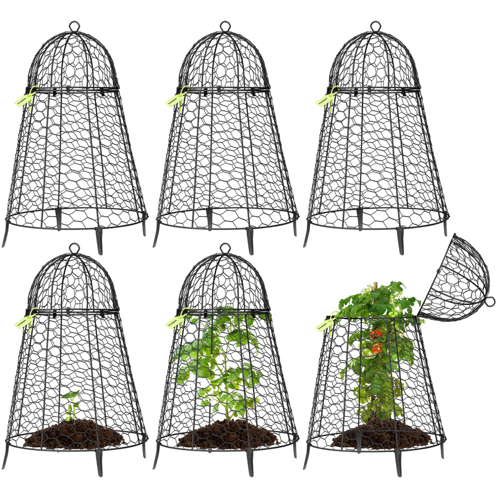 VIVOSUN front view of six cloches showing neat garden protection benefit