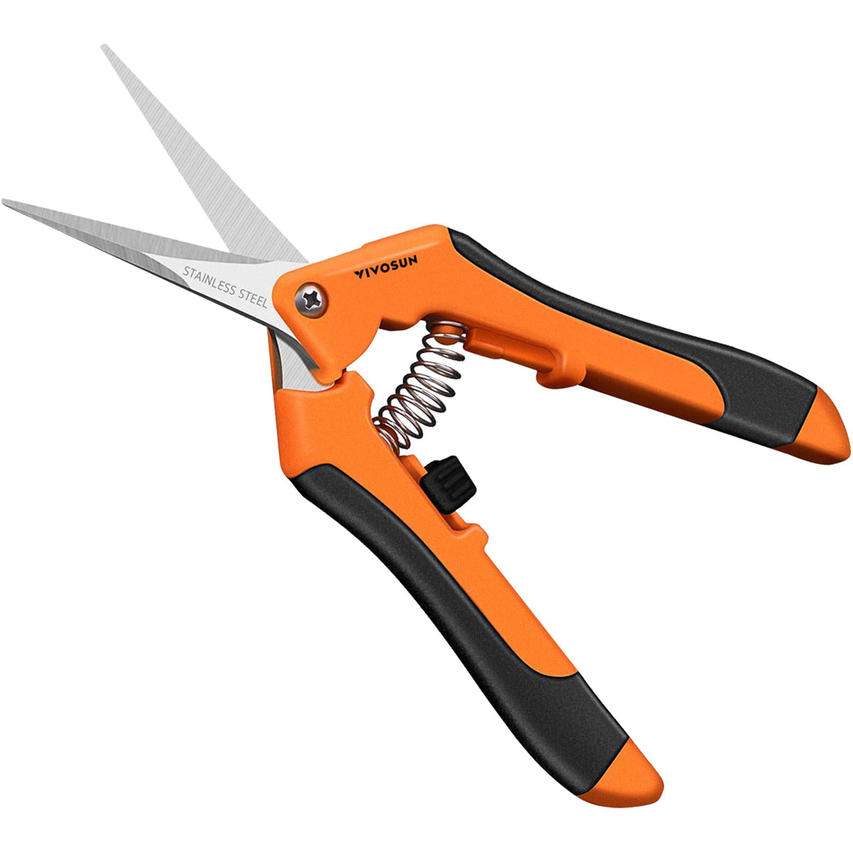 VIVOSUN front view of 12-pack orange shears showing compact benefits