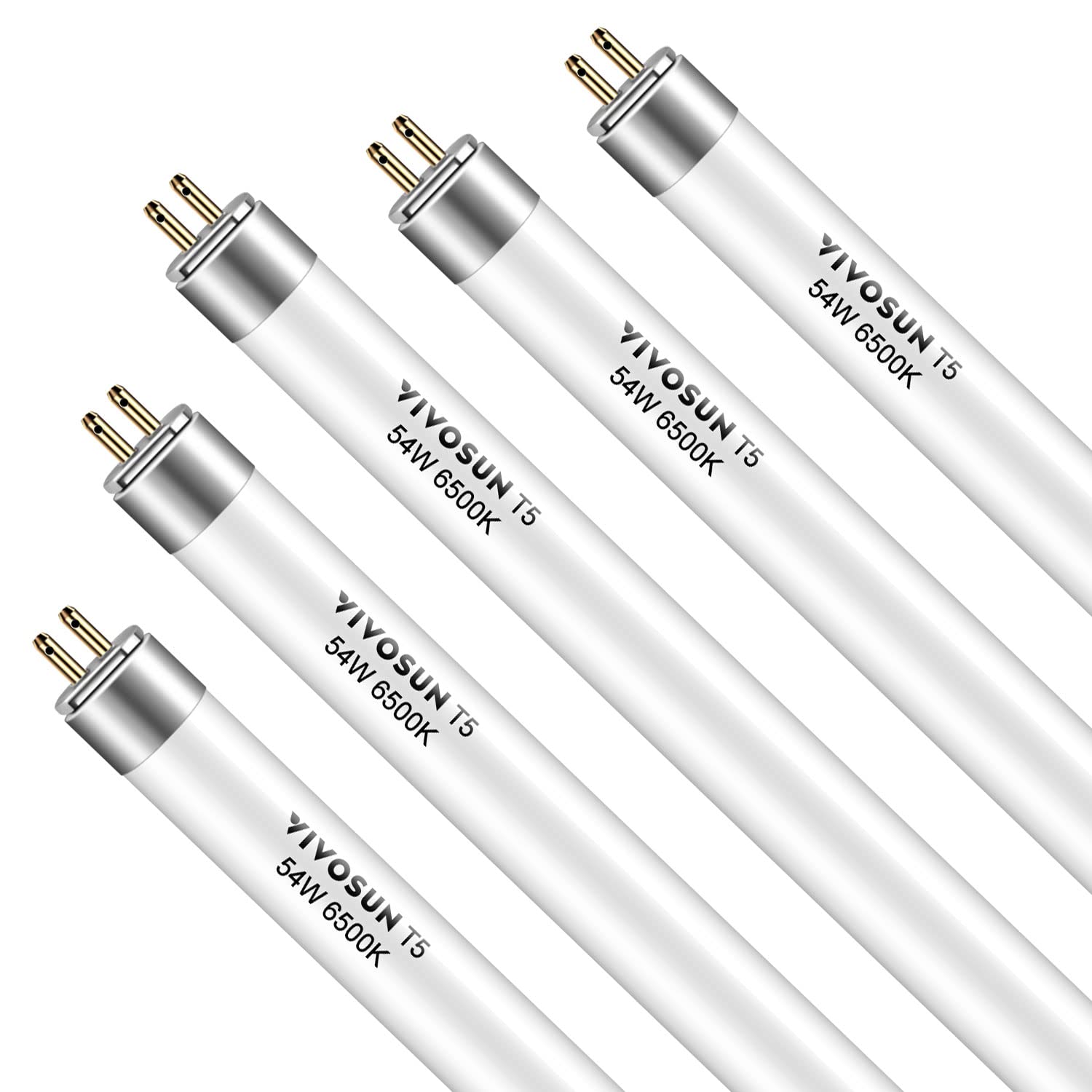 VIVOSUN front packaging showing five 4ft T5 bulbs and benefits