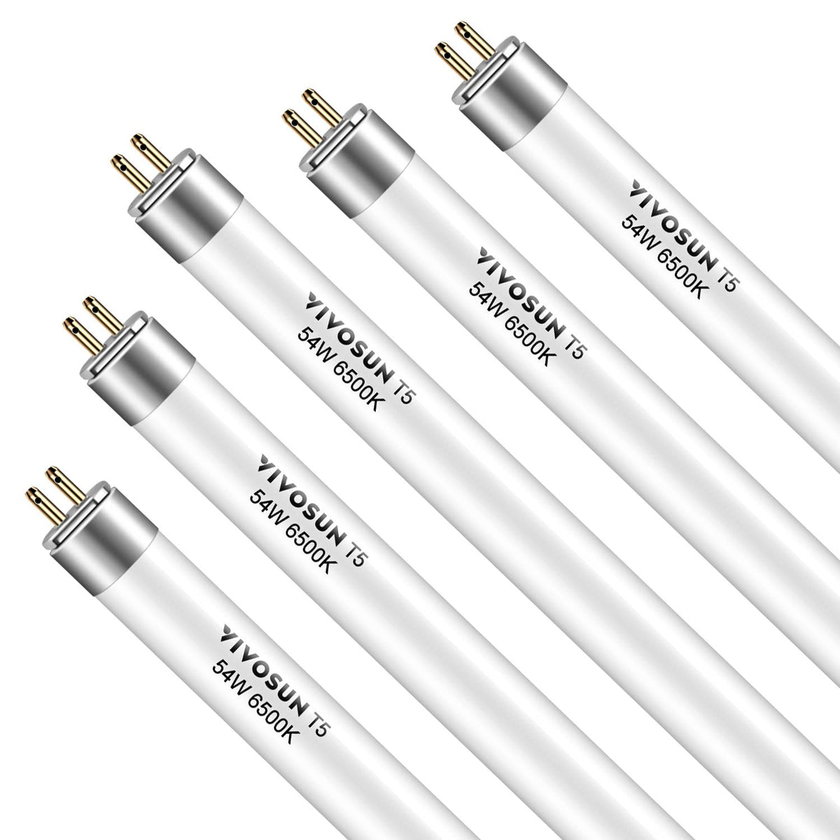 VIVOSUN front packaging showing five 4ft T5 bulbs and benefits