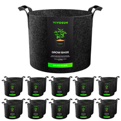 VIVOSUN front view of 20-pack fabric grow bags showing compact storage and convenience