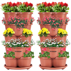 VIVOSUN front view of 5-tier stackable planter showing compact vertical gardening benefit