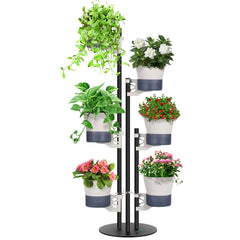 VIVOSUN front view of 6-tier metal plant stand showing compact vertical display and space-saving benefit