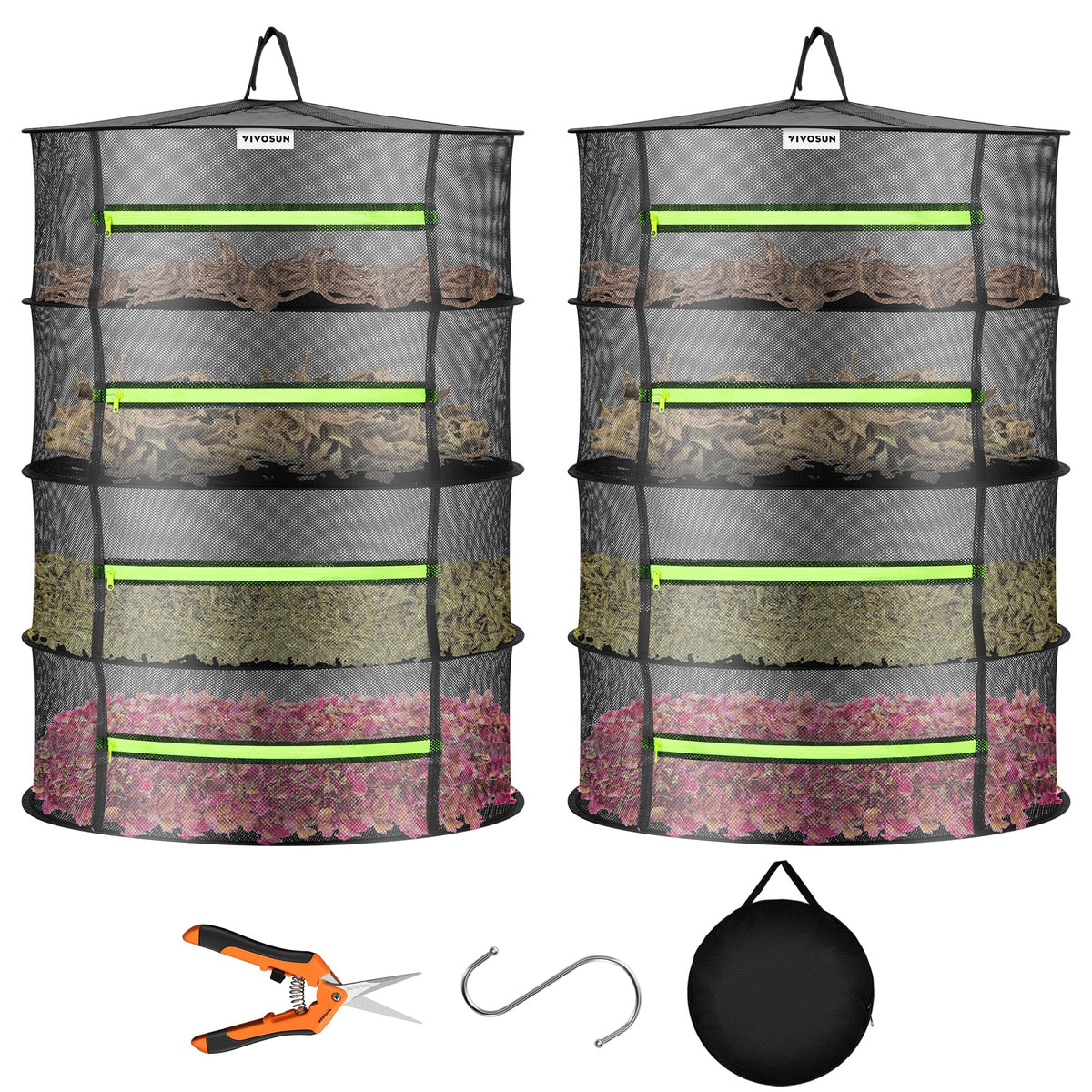 VIVOSUN front view of assembled 4-layer drying rack showing capacity benefit
