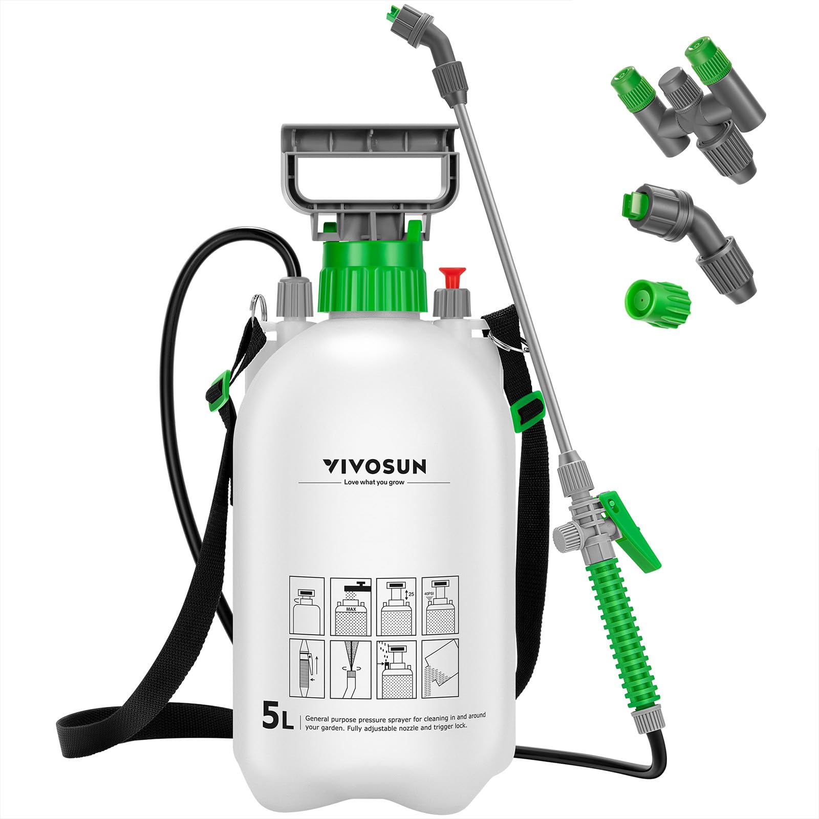 VIVOSUN front view showing handle and ergonomic lock for comfortable spraying