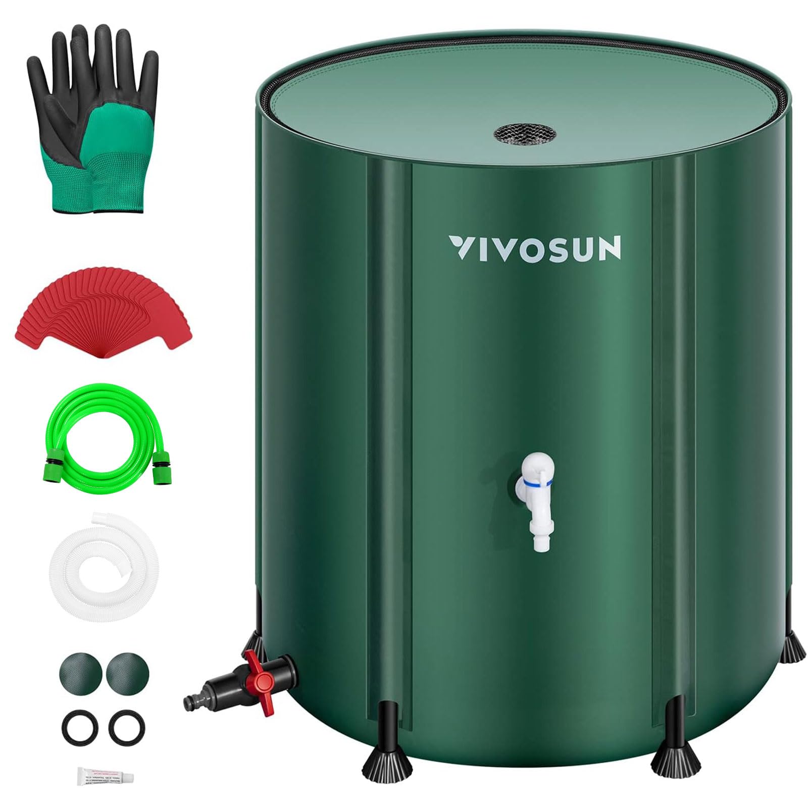 VIVOSUN front view of rain barrel showing full capacity and clear labeling for quick identification