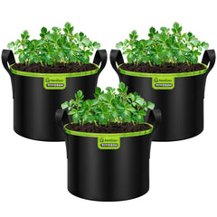 VIVOSUN front view of 3-pack grow bags showing packaging and capacity benefits