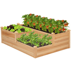 VIVOSUN front view of 3-tier raised garden bed showing organized planting zones and space saving