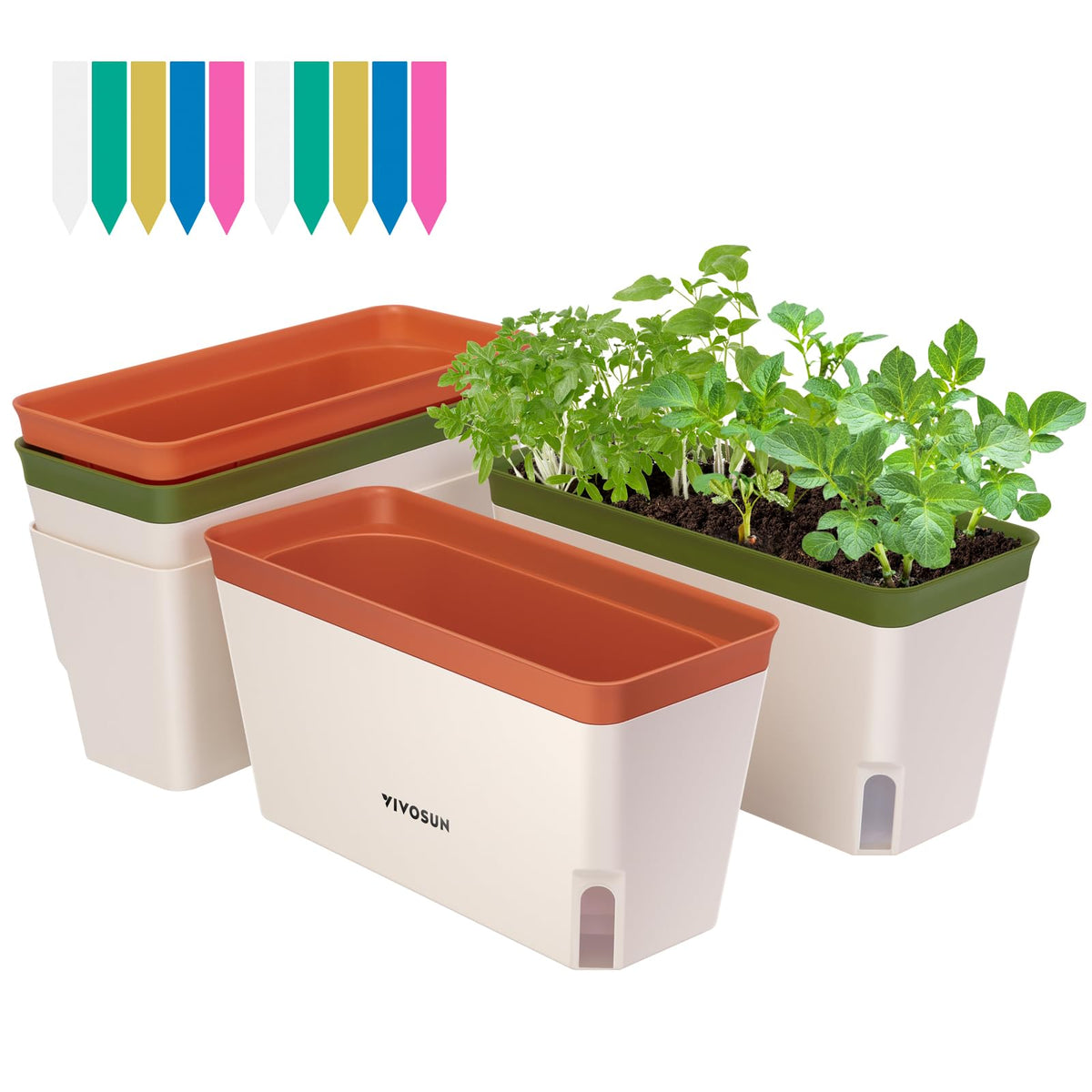 VIVOSUN front view of planter pack showing neat windowsill organization and convenience