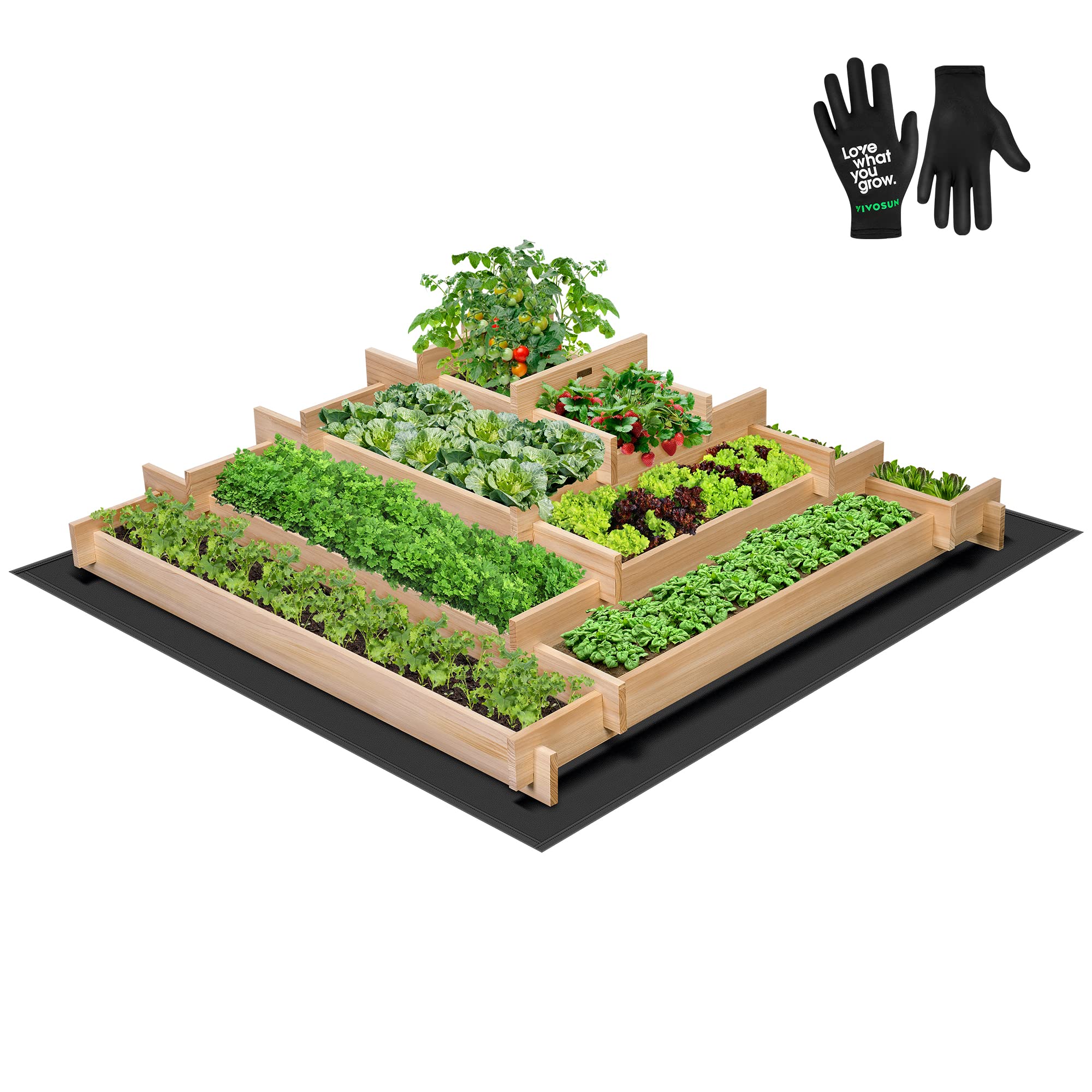 VIVOSUN front view of wooden raised garden bed showing sturdiness and neat finish